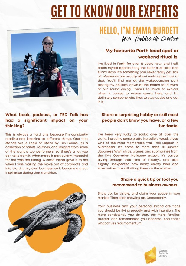 GET TO KNOW OUR EXPERTS - Emma Burdett from Huddle Up Creative